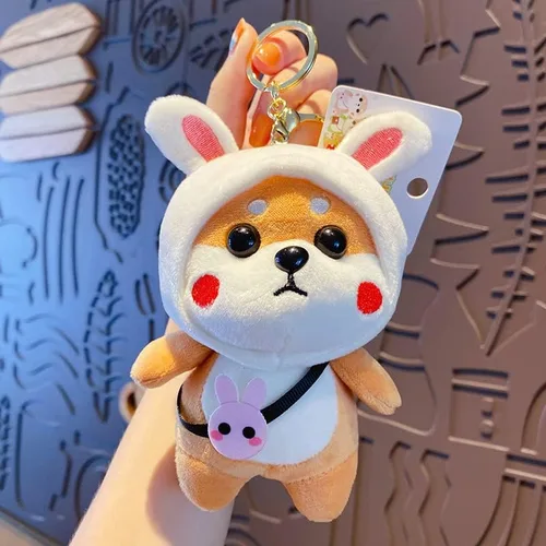 Vista 3 de HSYHERE Llaveros Shiba Inu de uso súper lindo para hombres y mujeres, llavero de coche cadenas giratorias de 360 grados