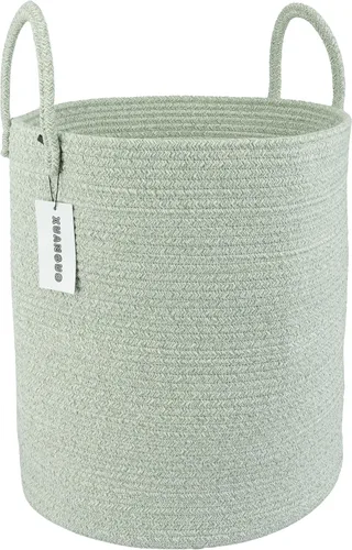 Vista 17 de XUANGUO - Cesta de lavandería de cuerda de algodón, cesta tejida de almacenamiento para ropa, cesta de mimbre para sala de estar, dormitorio, cesta