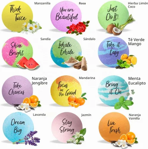 Vista 2 de Bombas de baño para mujeres relajantes con mensajes inspiradores, set