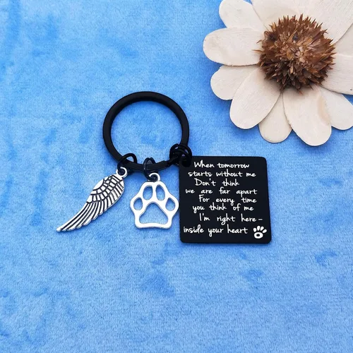 Vista 3 de Llavero con texto en inglés "Loss of Pet Memorial", regalo conmemorativo para mascotas, regalo de condolencias para perros y gatos, regalo
