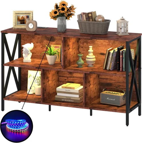 Vista 8 de Estante organizador de almacenamiento de 5 cubos, estantería horizontal industrial, estantería corta y ancha, estante bajo y grande para libros