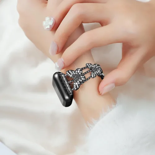 Vista 4 de Compatible con Dressy Designer Bling Apple Watch Band para mujeres y hombres, 1.575 pulgadas, 1.614 pulgadas, 1.496 pulgadas, correas de mariposa