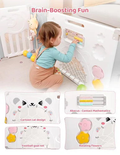 Vista 8 de Corralito para bebés Dripex, corral plegable de 10 paneles para bebés y niños pequeños, área de juego portátil ajustable, centro de actividades