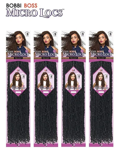 Vista 3 de Bobbi Boss Trenzas de ganchillo de pelo sintético, colección de trenzas africanas, micro rastas de 18 pulgadas (4 unidades, 2)