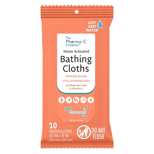 Vista 2 de The Pharma-C Company - Paños de baño activados por agua, sin enjuague, paños gruesos y pretratados (36 paquetes de 10 toallitas)