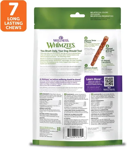 Vista 9 de WHIMZEES Wellness Veggie Sausage - Golosinas dentales para perros, masticables naturales, barra de gran tamaño (7 unidades)