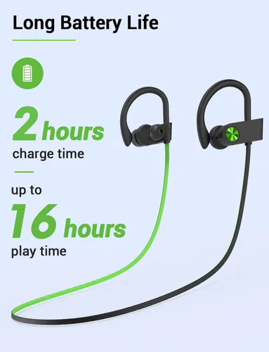 Vista 6 de Stiive Auriculares Bluetooth 5.3 inalámbricos IPX7 impermeables con micrófono, estéreo a prueba de sudor, auriculares con cancelación de ruido
