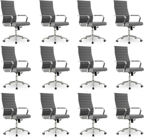 Vista 42 de Okeysen Office Desk Chair, Ergonomic Leather Modern Conference Room Chairs, Executive Ribbed Height Adjustable Swivel Rolling Chair for Home Office