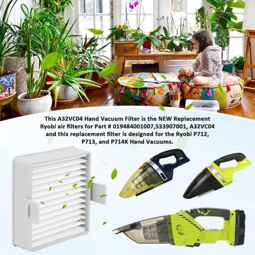 Vista 4 de A32VC04 - Pieza de repuesto de filtro, conjunto de soporte de filtro de vacío manual para Ryobi P712 P713 P714K, reemplaza 019484001007 533907001