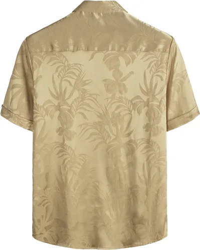 Vista 3 de VATPAVE Camisas de verano jacquard de ajuste regular para hombre, estilo casual, con botones, manga corta, con bolsillo