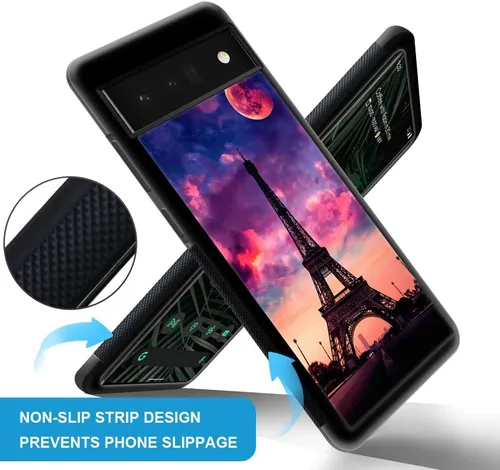 Vista 2 de ZHEGAILIAN Funda compatible con Google Pixel 6A, diseño de patrón de policarbonato duro, funda protectora de TPU suave antideslizante para Google