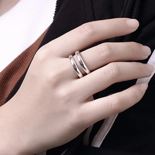 Vista 99 de Anillo de plata de ley 925, minimalista, ajustable, hecho a mano, para mujeres y niñas