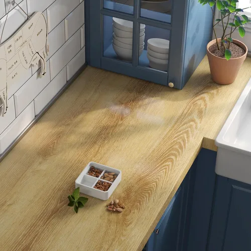 Vista 10 de Livelynine Papel adhesivo de grano de madera de carbón para encimeras de escritorio, impermeable, autoadhesivo, papel tapiz de mesa de cocina