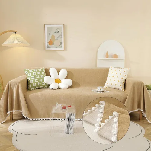 Vista 27 de HANDONTIME Fundas de Sofá Sillón Funda de Sofá Boho para Perros Caqui Funda de Sofá con Borlas Silla Reclinable Funda de Futón Lavable 1 Cojín Sofá