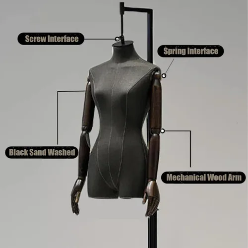 Vista 2 de Adjustable Dress Form Mannequin with Black Metal Stand - Ideal Tailor Dummy for Sewing, Jewelry Display & Photography - Perfect for Men's Fashion