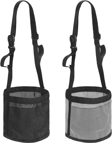 Vista 21 de Bolsa de alimentación para caballo, bozal de caballo con correa ajustable, malla de nailon, impermeable, bolsa para caballos de grano inferior Negro