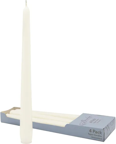 Vista 12 de Stonebriar Unscented Taper Candles — 7 Hour Burn Time, Candle Stick Candles for Weddings, Holidays, Home Décor & Special Events, Pack of 4, Ivory