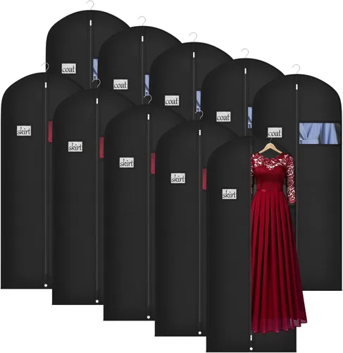 Vista 15 de Univivi Bolsas de ropa para almacenamiento, bolsas de ropa colgantes de 40 pulgadas con ventana transparente y tarjetero de identificación