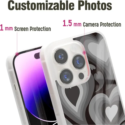 Vista 4 de Fundas con diseño de corazón estético para niñas para iPhone 11, 12, 13, 14, 15, 16 Pro Max Plus Mini, para Samsung Galaxy S21 S22 S23 S24 S25 Ultra