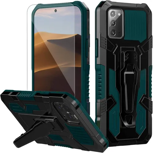 Vista 10 de Funda compatible con Samsung Galaxy Note 20 5G, con protector de pantalla de vidrio templado y clip para cinturón, cuerpo completo, resistente, a