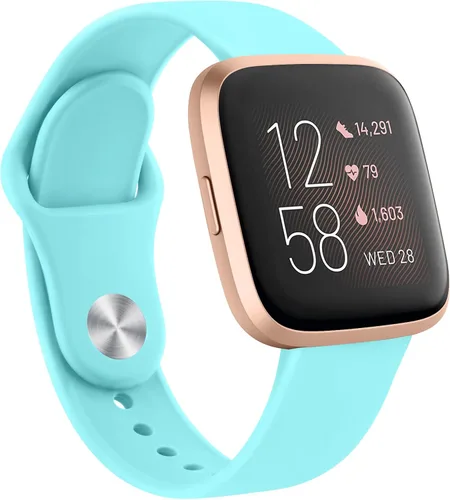 Vista 24 de AK Correas de silicona compatibles con Fitbit Versa 2, correas clásicas suaves de repuesto para reloj inteligente Fitbit Versa (azul abismo)