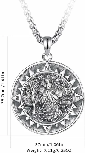 Vista 58 de CELESTIA Medallas de plata de ley 925 San Miguel/San Cristóbal/San Benito/San Gabriel/Virgen María/Jesús/Caravaca/Metatrón/Sello de los Siete