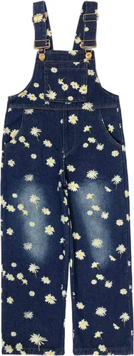 Vista 2 de Yao Mono y mamelucos para niñas de 3 a 14 años, overol con pechera para niños grandes, cinturones ajustables azules, pantalones de lentejuelas