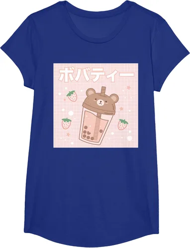 Vista 27 de Camiseta estética Kawaii con diseño de oso lindo y té con leche burbuja, talla S Blanco