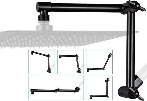 Vista 13 de G-Promise Brazo de Extensión para Cabezal de Ducha de 13 Pulgadas, Extensor de Latón Macizo Ajustable en Altura y Ángulo, Eleva o Baja la Ducha