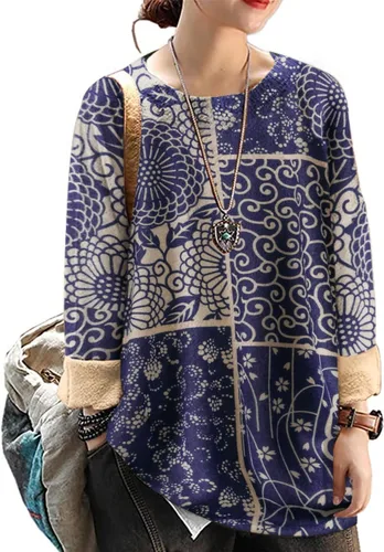 Vista 17 de YESNO Suéter de Navidad para mujer, estampado gráfico, suéteres de gran tamaño, casuales, sueltos, de punto, S01 Floral 064
