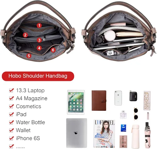 Vista 5 de Realer Hobo Handbags Bags Purses for Women Leather Purses and Handbags Pocketbooks Large Crossbody Shoulder Tote Bags
