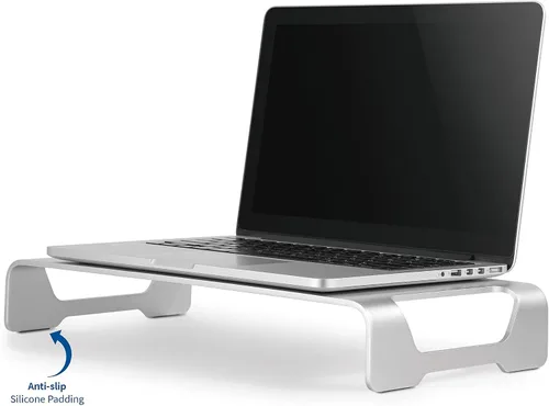 Vista 3 de VIVO Elevador de monitor ancho de aluminio plateado de 16 pulgadas, soporte de escritorio ergonómico, organizador de mesa moderno STAND-V000H