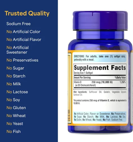 Vista 11 de Puritan's Pride Vitamina D3 Premium Sunvite™ Mega-Potencia 10,000 UI
