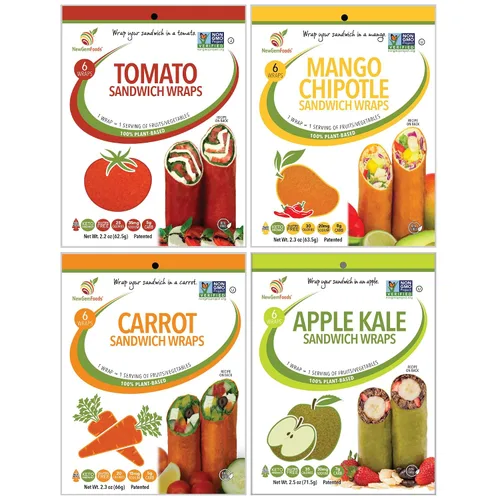 Vista 9 de Apple Kale Sandwich Wraps (Two-Pack) – Gluten-Free, Low-Calorie Wraps Made with Real Fruits & Vegetables – Plant-Based, Non-GMO, Vegan
