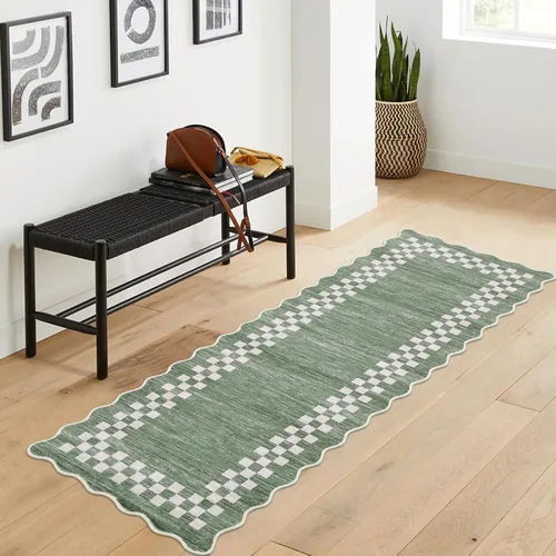 Vista 95 de GarveeHome Alfombra lavable de 5 x 7 pies para sala de estar, alfombra Beige festoneado