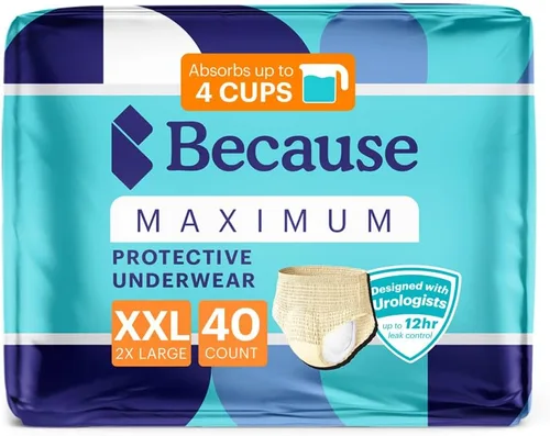 Vista 16 de Because Discreet Maximum Adult Incontinence & posparto ropa interior para mujer, alta absorción, desechable, absorbe hasta 4 tazas, beige