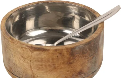 Vista 8 de Azucarero decorativo de madera rústica con tapa de boca ancha para dulces y especias para condimentos, frutos secos, recipiente para servir sal