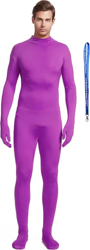 Vista 29 de Overol completo Full Bodysuit con ayudante de cremallera, unisex, para adultos, sin capucha, de Spandex elástico, traje Zentai de cuerpo entero Negro