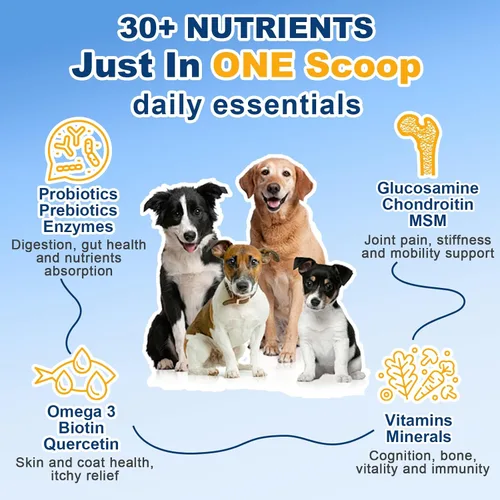 Vista 6 de Probióticos para perros, probióticos para perros para la salud digestiva, vitaminas para perros, polvo multivitamínico para perros