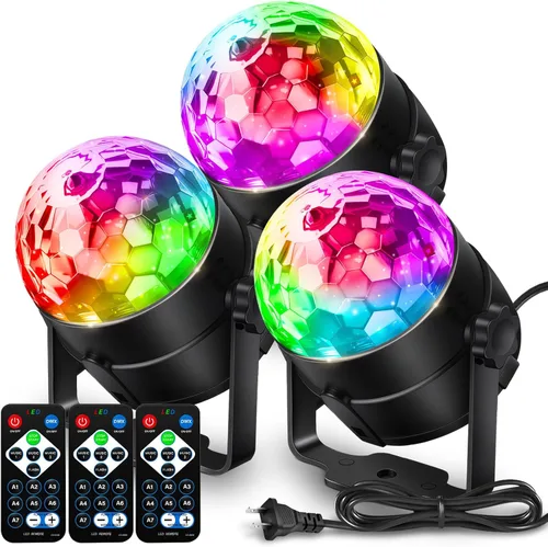 Vista 12 de Luces de fiesta de bola de discoteca para DJ, activadas por sonido, con control remoto, lámpara estroboscópica, 7 modos, luz de escenario