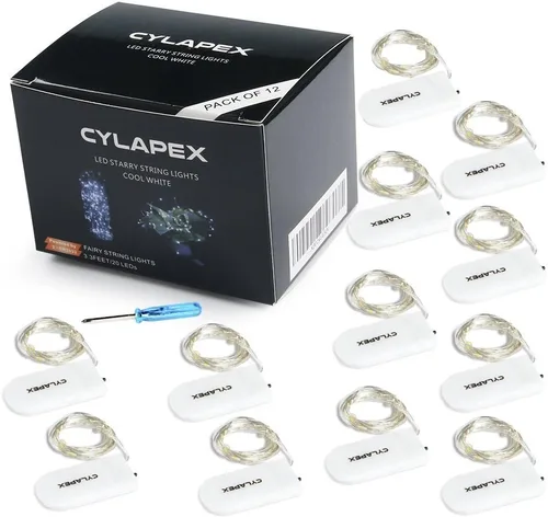 Vista 8 de Tira de luces led rutilantes con 20 luces de hadas led micro Cylapex, en cable de cobre revestido de plata de 3.3 pies, funciona con dos