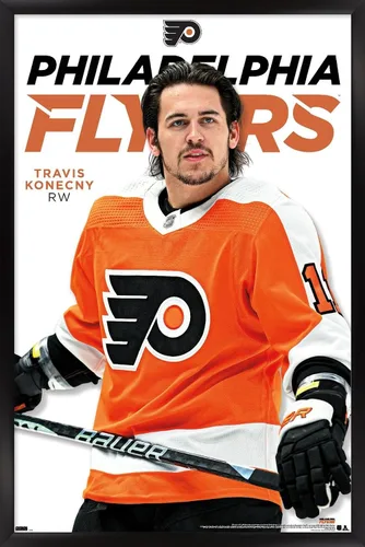 Vista 8 de Trends International Póster de pared de la NHL Philadelphia Flyers - Travis Konecny Feature Series 23 Versión enmarcada de caoba