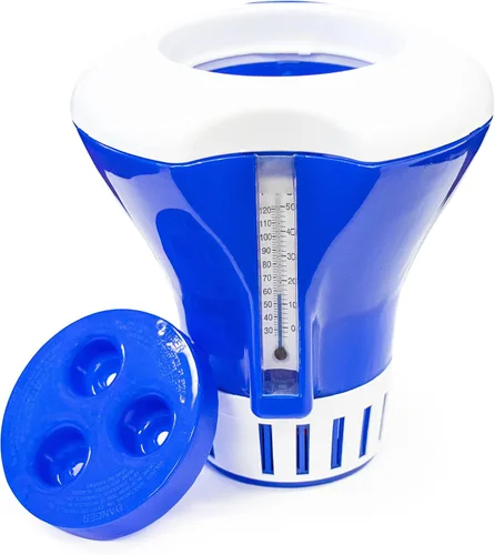 Vista 11 de HYDROTOOLS BY SWIMLINE: Dispensador químico mini para piscina y spa, compatible con bromo y cloro, admite tabletas de 1 pulgada, anillo de control