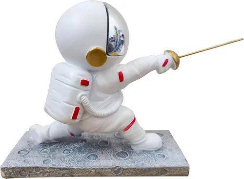 Vista 4 de LEONARK Regalos de esgrima, estatua de astronauta, figura de astronauta, colección de recuerdo de esgrima
