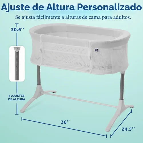 Vista 2 de Sealy Baby Airy Dreams - Moisés 2 en 1 de malla transpirable, altura ajustable con 9 ajustes, portátil con sábana acolchada suave y acogedora