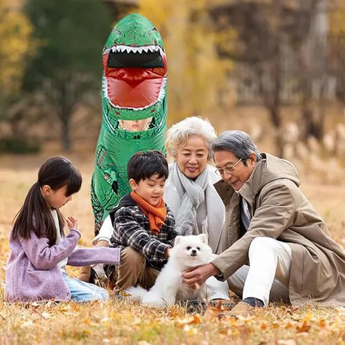Vista 6 de Disfraz inflable de tiranosaurio para adultos, disfraz de dinosaurio de fantasía, disfraz de estegosaurio, disfraz para Halloween o cosplay