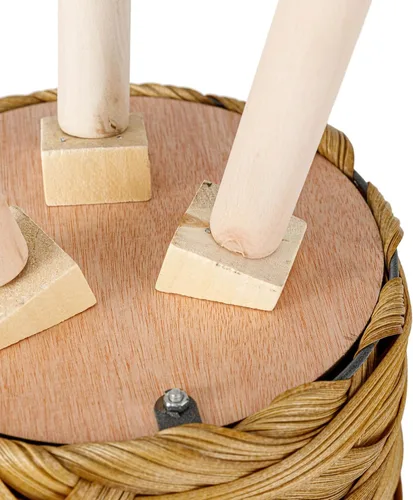Vista 5 de Juego de 2 cestas tejidas para macetas con forro de plástico y 3 patas de madera, flores, juguetes de granja rústica (tejido grueso)