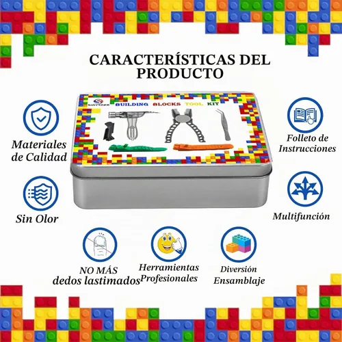 Vista 2 de Kit de herramientas de bloques de construcción, separador de ladrillos, juego de herramientas de mini bloques, martillo multifuncional, alicates Azul