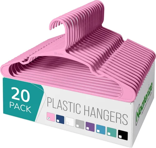 Vista 17 de NEATERIZE - Ganchos de ropa de plástico, 20 paquetes, Aqua - Perchas para colgar ropa
