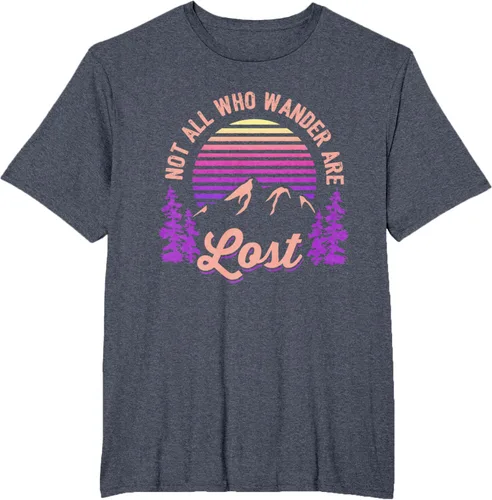 Vista 101 de Not All Who Wander Are Lost Vintage Mountains - Camiseta de senderismo, Negro, S